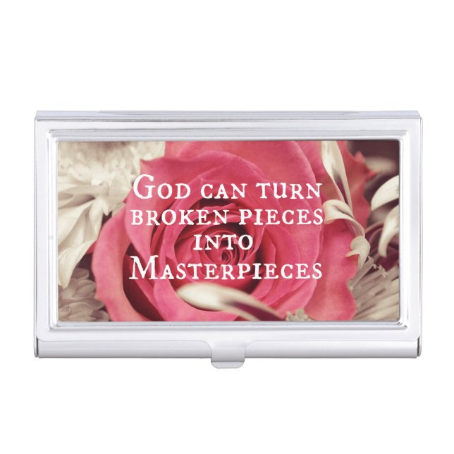 Christian Quote God Can Turn Broken Pieces Business Card Case (Front)