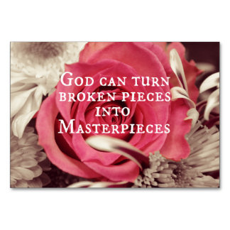 Christian Quote God Can Turn Broken Pieces Table Number