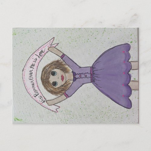 Christian quote Hand painted girl postcard 