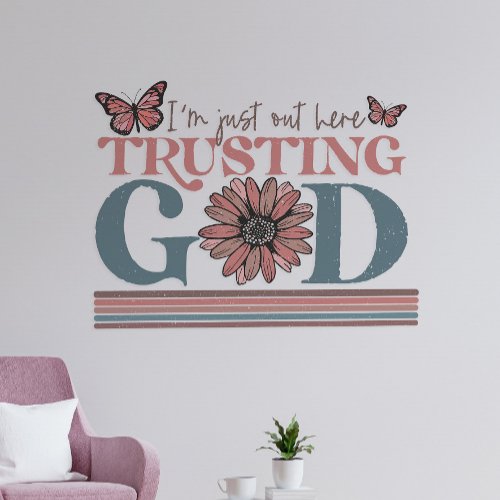 Christian Quote Jesus Retro Butterflies Floral Wall Decal