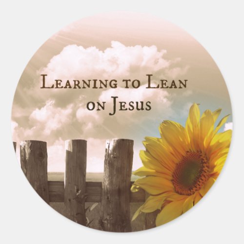 Christian Quote Learning to Lean on Jesus Classic Round Sticker