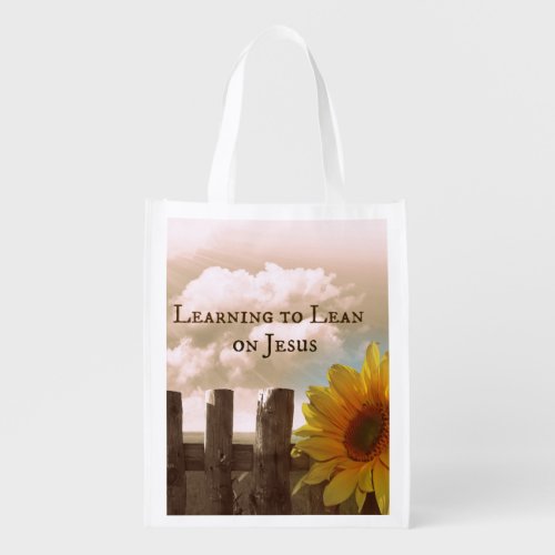 Christian Quote Learning to Lean on Jesus Reusable Grocery Bag