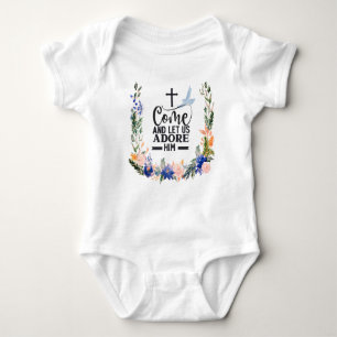 Christian quote Let us adore Him and Be the Light Baby Bodysuit
