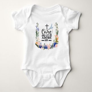 Christian quote Let us adore Him and Be the Light Baby Bodysuit
