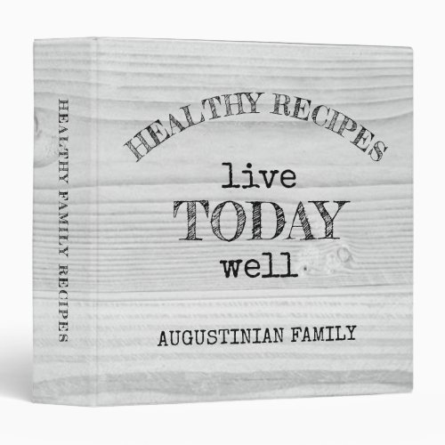 Christian Quote Personalized Rustic Wood Recipe 3 Ring Binder