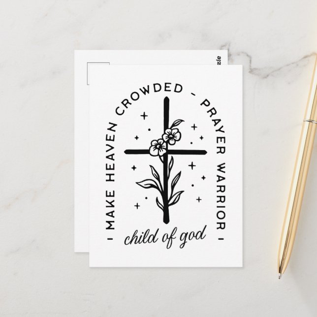 Christian quotes child of god prayer warrior postcard (Front/Back In Situ)