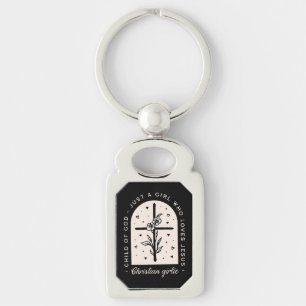 Christian quotes just a girl who loves Jesus cross Keychain