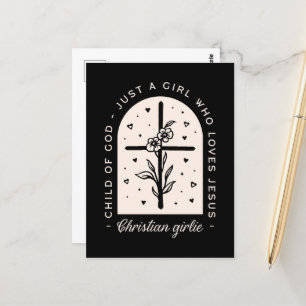 Christian quotes just a girl who loves Jesus cross Postcard