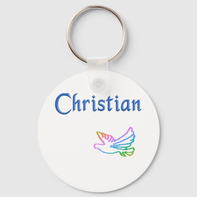 Christian Rainbow Dove Keychain (Front)