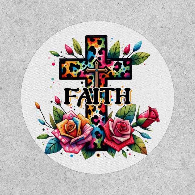 Christian Rainbow Faith Cross Patch (Front)