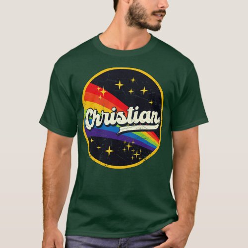 Christian Rainbow In Space Vintage GrungeStyle T_Shirt