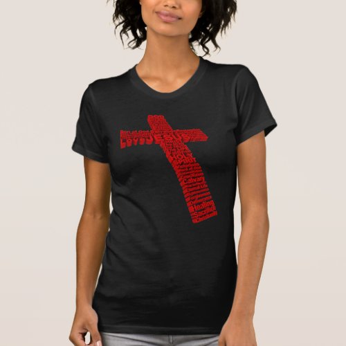 Christian Red Cross Collage Art Formed with Faith T_Shirt