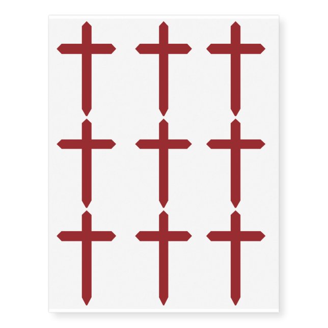 Christian Red Cross of Suffering Temporary Tattoo (Front)