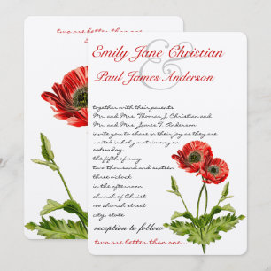 Christian Red Poppy Floral Wedding Invitations