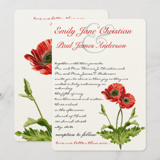 Christian Red Poppy Floral Wedding Invitations