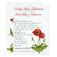 Christian Red Poppy Flower Wedding Invitation