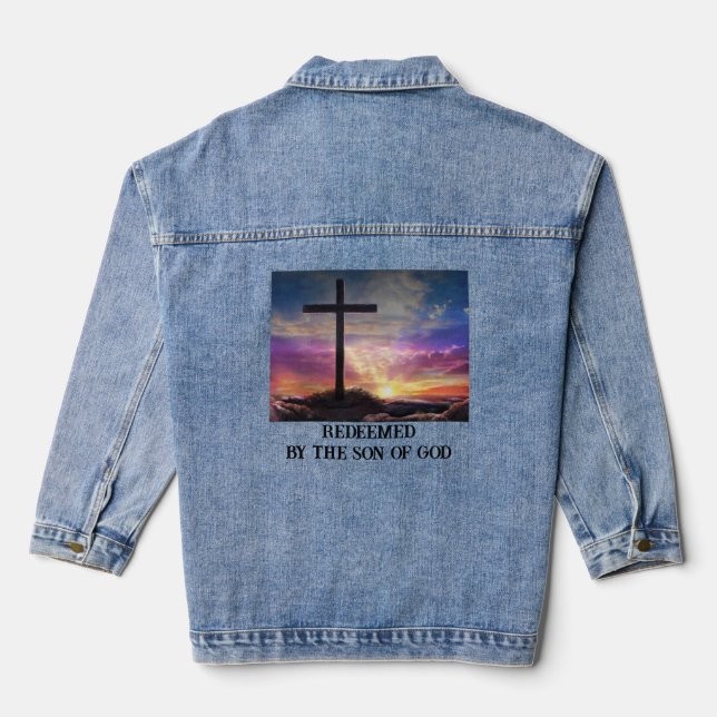Christian Redeemed By The Son of God Sunrise Denim Jacket (Back)