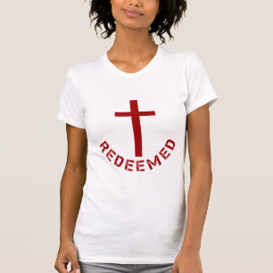Christian Redeemed Red Cross and Text Design T-Shirt