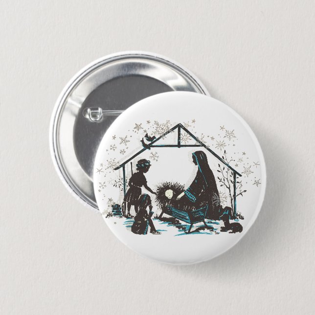 Christian Religious Baby Jesus Christmas Nativity Button (Front & Back)