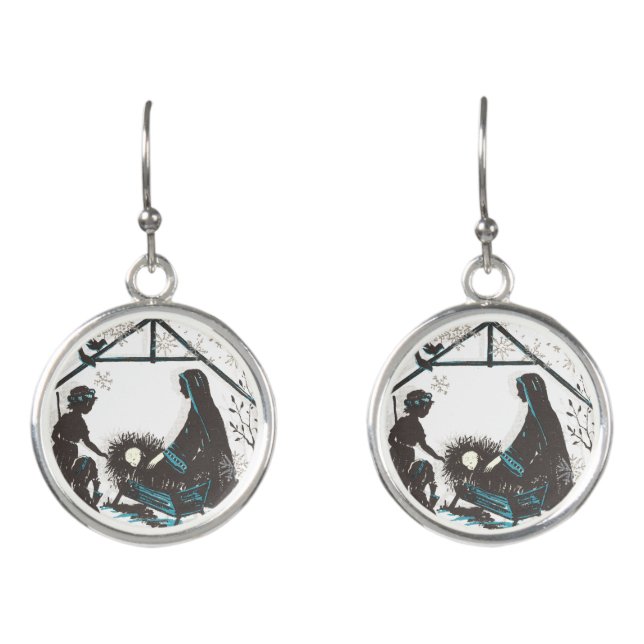 Christian Religious Baby Jesus Christmas Nativity Earrings (Front)