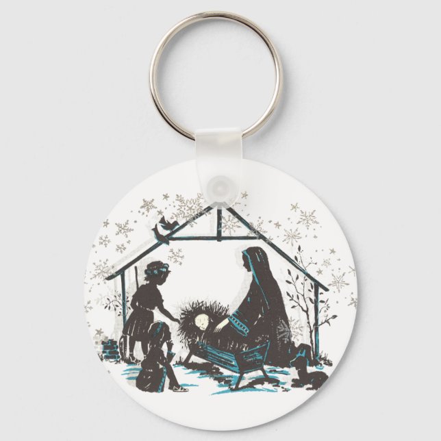 Christian Religious Baby Jesus Christmas Nativity Keychain (Front)
