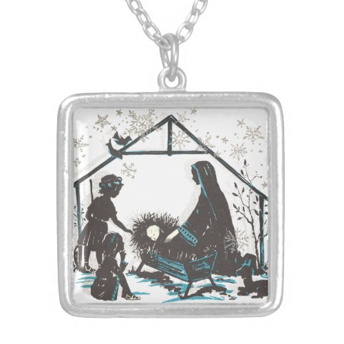 Christian Religious Baby Jesus Christmas Nativity Silver Plated Necklace