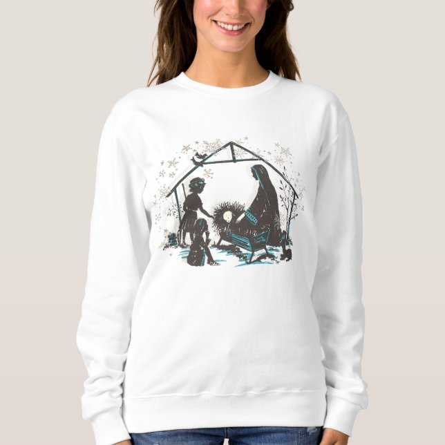 Christian Religious Baby Jesus Christmas Nativity Sweatshirt (Front)