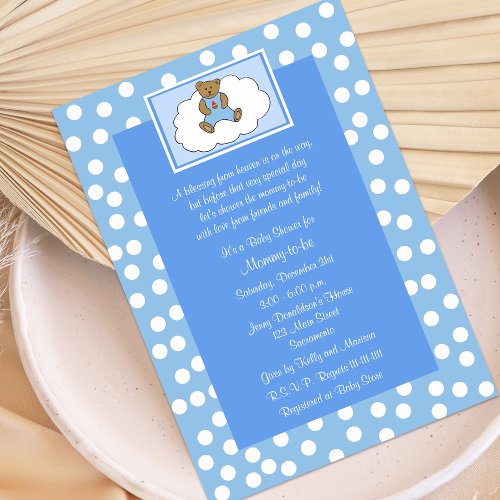 Christian Religious Baby Shower Invitation, Blue