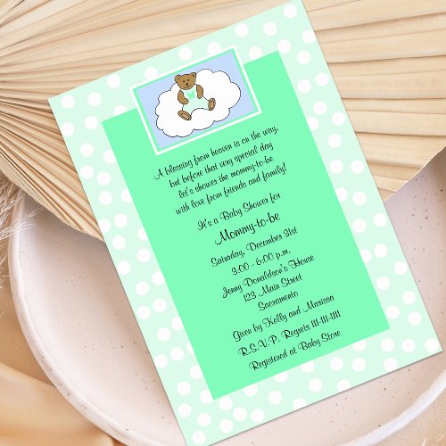 Christian Religious Baby Shower Invitation, Green