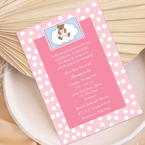 Christian Religious Baby Shower Invitation, Pink