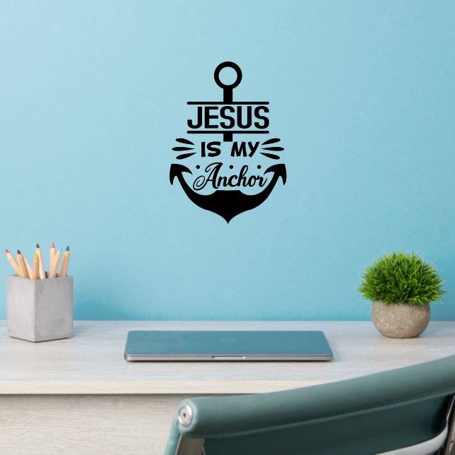 Christian Religious Bible Verse Jesus Is My Anchor Wall Decal (Home Office 2)