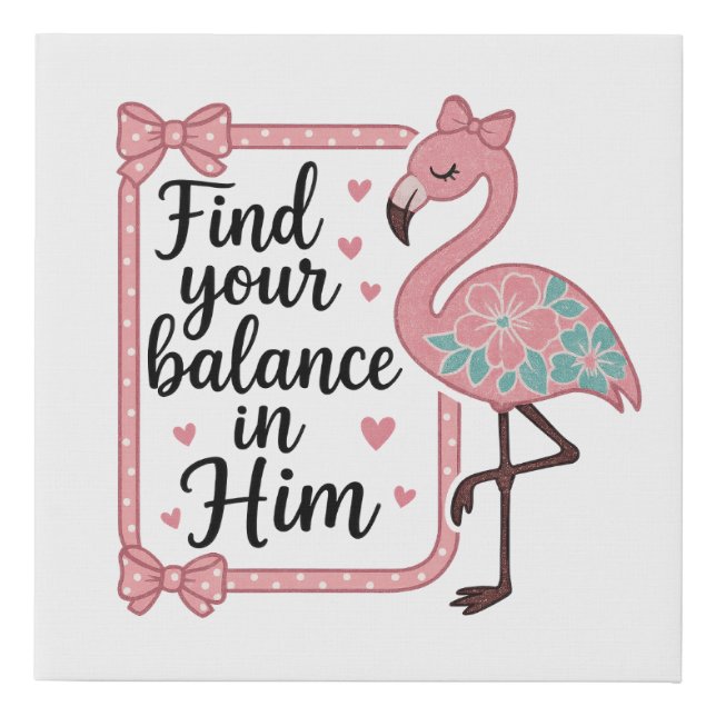Christian Religious Faith Bible Verse Flamingo Faux Canvas Print (Front)