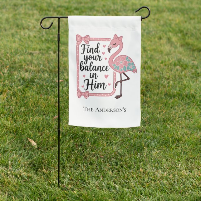 Christian Religious Faith Bible Verse Flamingo Garden Flag (In SItu)
