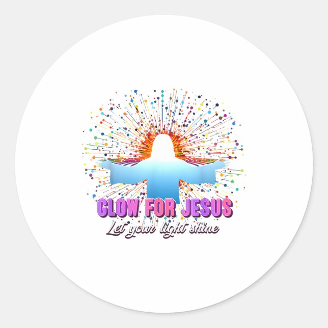 Christian Religious Glow For Jesus Let Your Light  Classic Round Sticker (Front)
