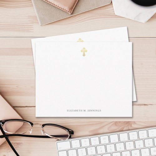 Christian Religious Gold Cross Simple Note Card