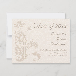Christian Religious Graduation Announcement, Cream Invitation