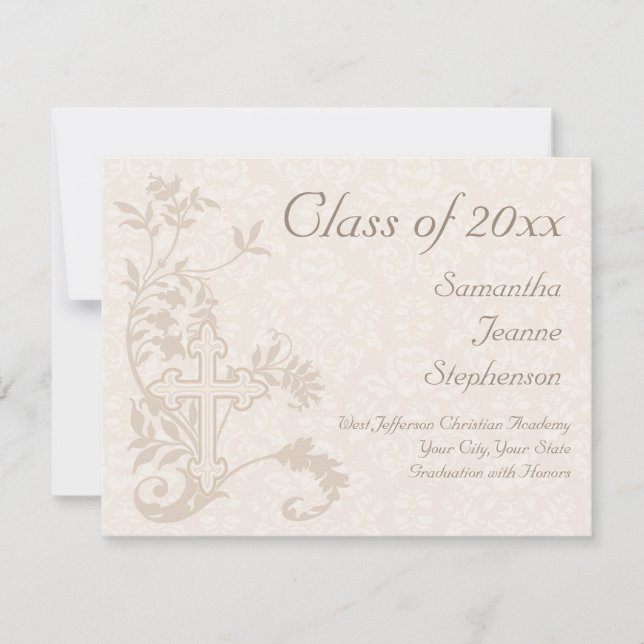 Christian Religious Graduation Announcement, Cream Invitation (Front)