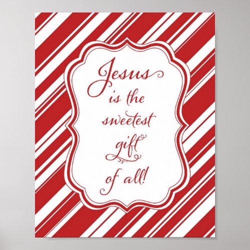 Christian Religious Jesus Red and White Christmas Poster