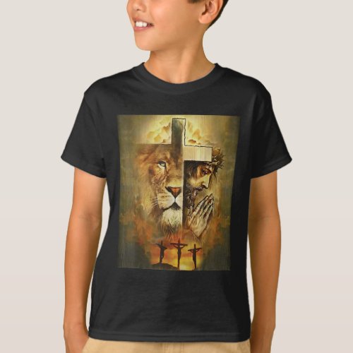 Christian Religious Jesus The Lion Of Judah Cross  T_Shirt