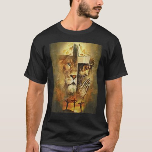 Christian Religious Jesus The Lion Of Judah Cross  T_Shirt