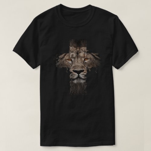 Christian Religious Jesus The Lion Of Judah Cross T_Shirt