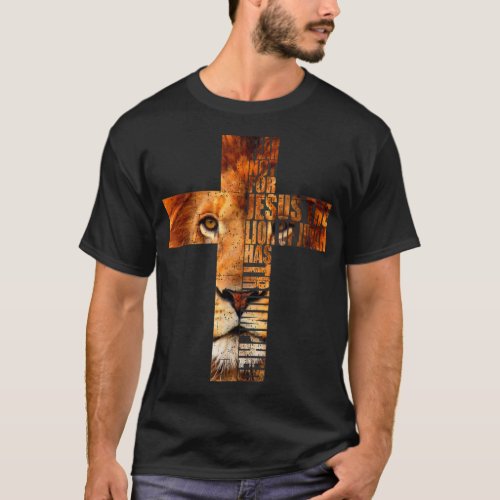 Christian Religious Jesus The Lion Of Judah Cross T_Shirt