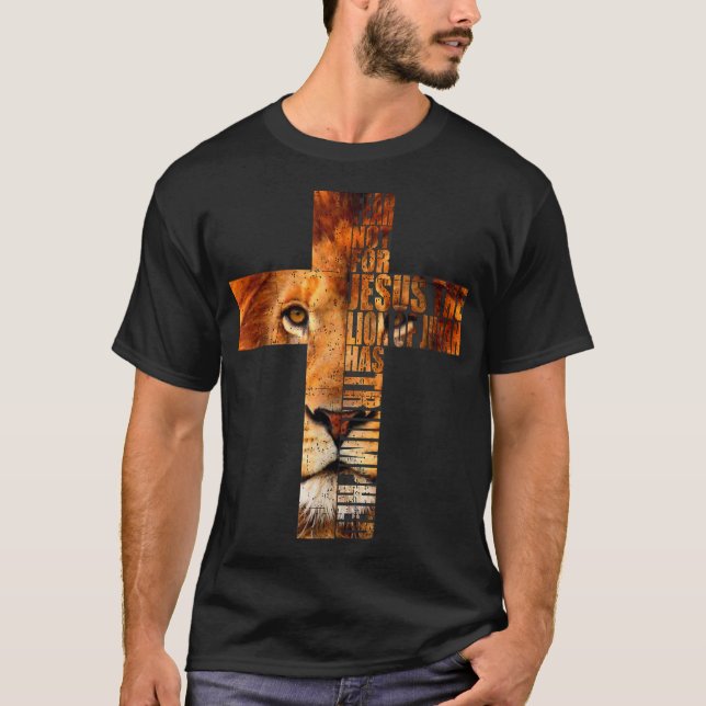 Christian Religious Jesus The Lion Of Judah Cross T-Shirt (Front)