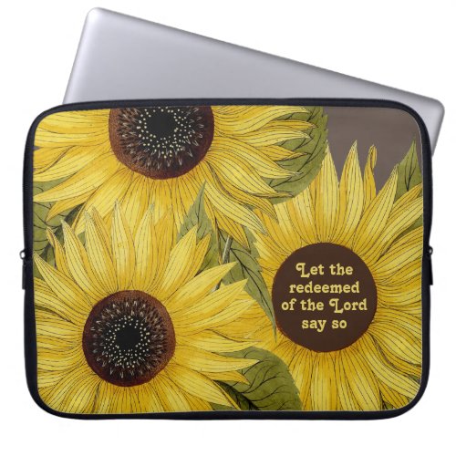 Christian Religious Sunflowers Yellow Brown Laptop Sleeve