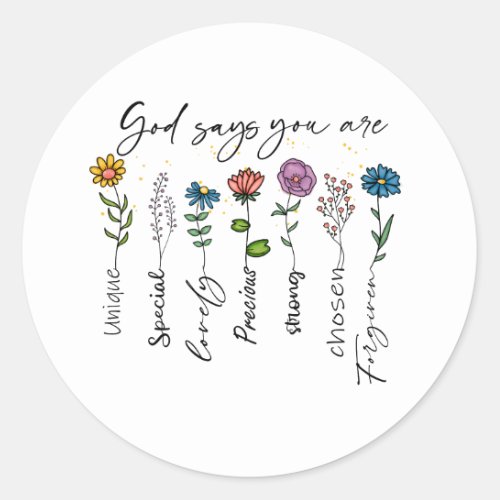 Christian Religious Wildflower Inspirational Faith Classic Round Sticker