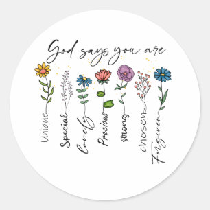 Christian Religious Wildflower Inspirational Faith Classic Round Sticker