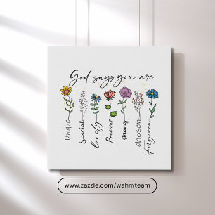 Christian Religious Wildflower Inspirational Faith Faux Canvas Print