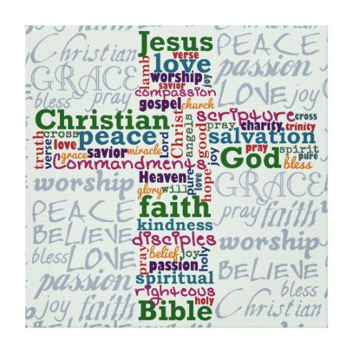 Christian Religious Word Art Cross Gallery Wrapped Canvas | Zazzle