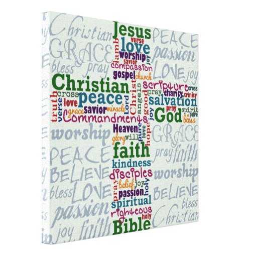 Christian Religious Word Art Cross Canvas Print | Zazzle