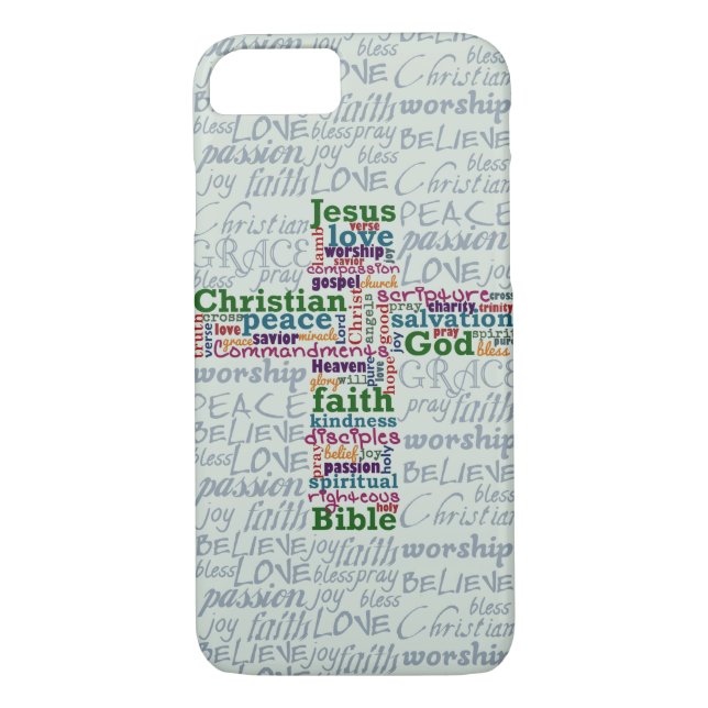 Christian Religious Word Art Cross Case-Mate iPhone Case (Back)